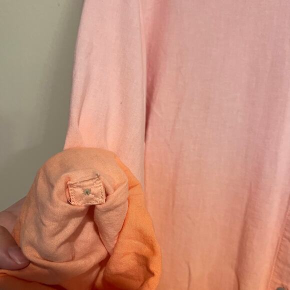 J. Jill Blouse Top Button Front Shirt Pink Orange Gradient Linen Blend Size XL - Picture 3 of 6